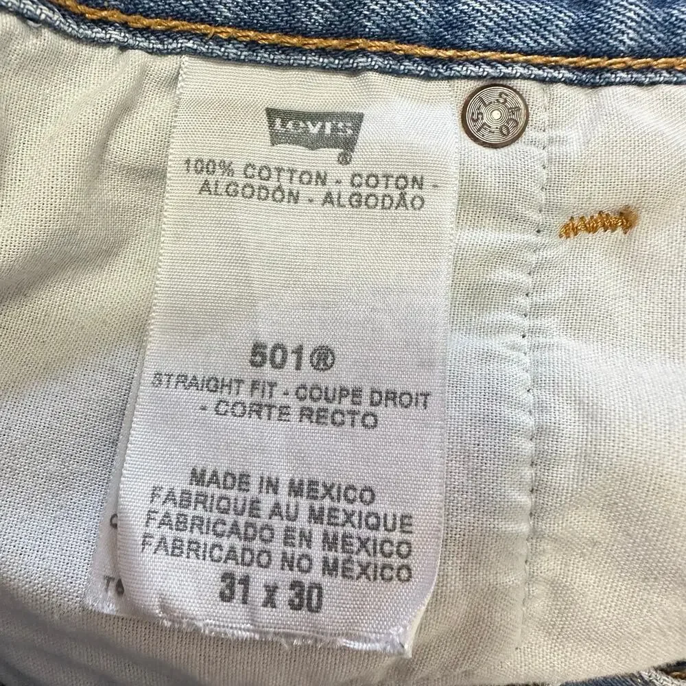 Vintage Levi’s 501 Denim Blue Jeans Medium Wash Button Fly Mexico Made Sz 29x27